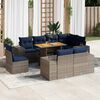 vidaXL 9-tlg. Garten-Sofagarnitur mit Kissen Grau Poly Rattan