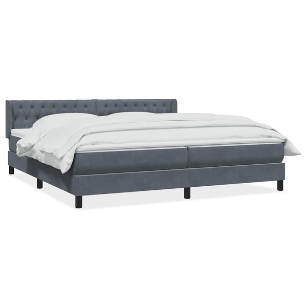 vidaXL Boxspringbett mit Matratze Dunkelgrau 180x220 cm Samt