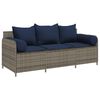 vidaXL Gartensofa mit Kissen 3-Sitzer Grau Poly Rattan