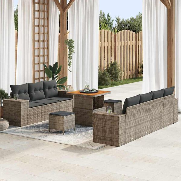 vidaXL Garten-Sofa-Set 10 pcs Grau Poly-Rattan