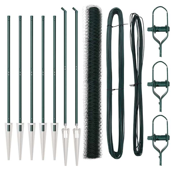 vidaXL Zaunpfosten Gr&uuml;n 10 x 1,6 m (36 mm Maschenweite) Stahl und PVC