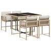 vidaXL 5-tlg. Garten-Essgruppe mit Kissen Beige Poly Rattan