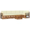 vidaXL Ecksofa Set mit Kissen 7 pcs Natur und Creme Massivholz Akazie