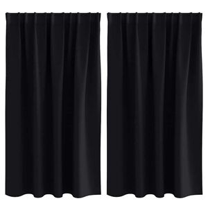 vidaXL Verdunkelungs-Vorh&auml;nge mit Ringen 2 pcs Schwarz 140 x 140 cm