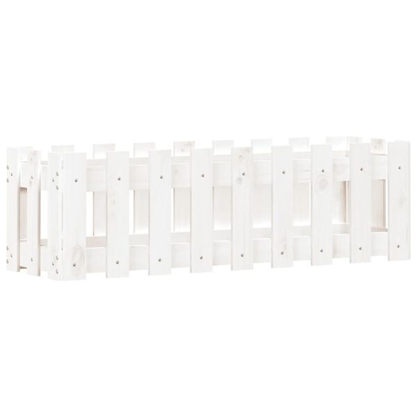 vidaXL Hochbeet Lattenzaun-Design Wei&szlig; 100x30x30 cm Massivholz Kiefer