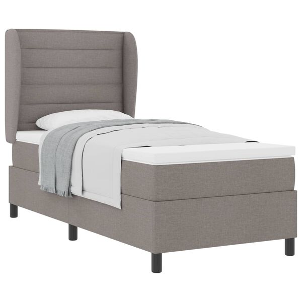 vidaXL Boxspringbett mit Matratze mit Kopfteil Taupe 80 x 200 cm Stoff