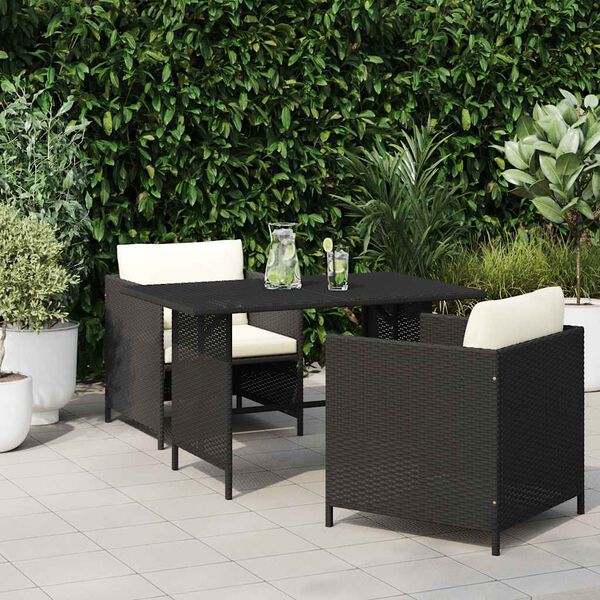 vidaXL Garten-Esstisch Schwarz 110x70x65 cm Poly Rattan