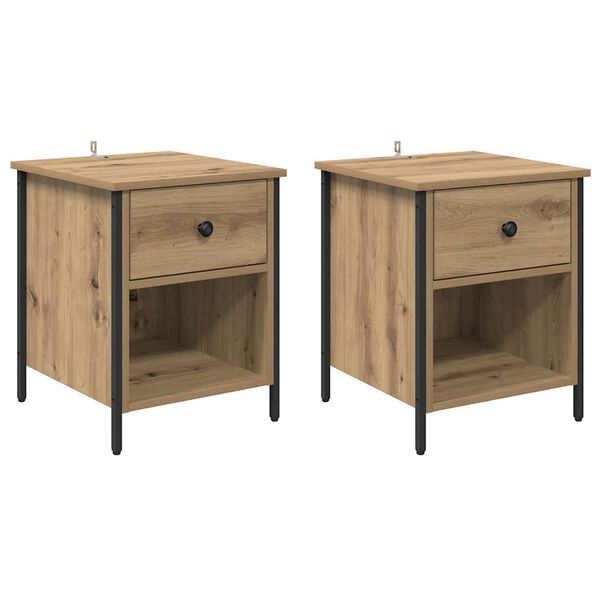 vidaXL Nachttisch 2 pcs Artisan-Eiche 40 x 42 x 50 cm Holzwerkstoff