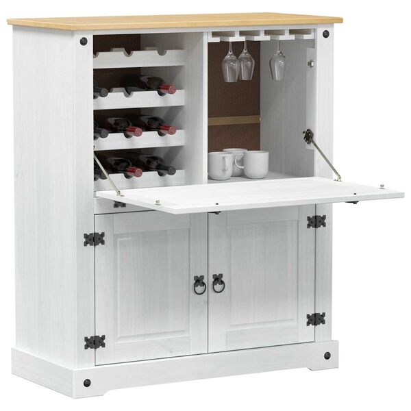 vidaXL Weinschrank Wei&szlig; 97 x 45 x 114 cm Massives Kiefernholz
