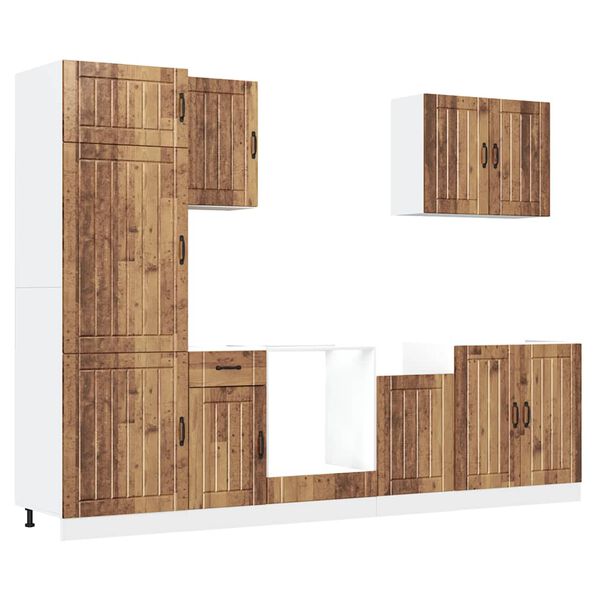 vidaXL 7-tlg. K&uuml;chenschrank-Set Lucca Altholz-Optik Holzwerkstoff