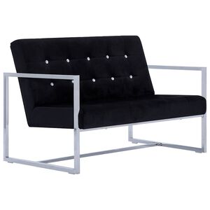 vidaXL 2-Sitzer-Sofa mit Armlehnen Schwarz Chrom und Samt