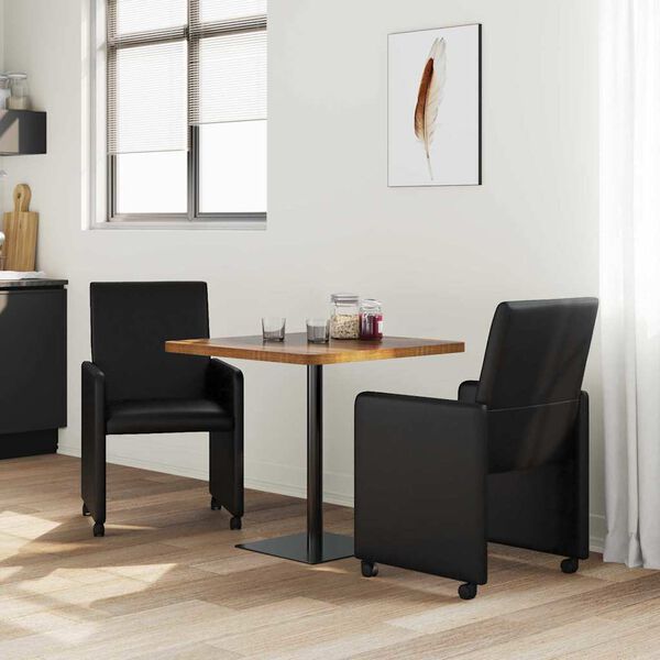 vidaXL Esszimmerstühle mit Rollen 2 pcs Schwarz 57 x 66 x 94 cm