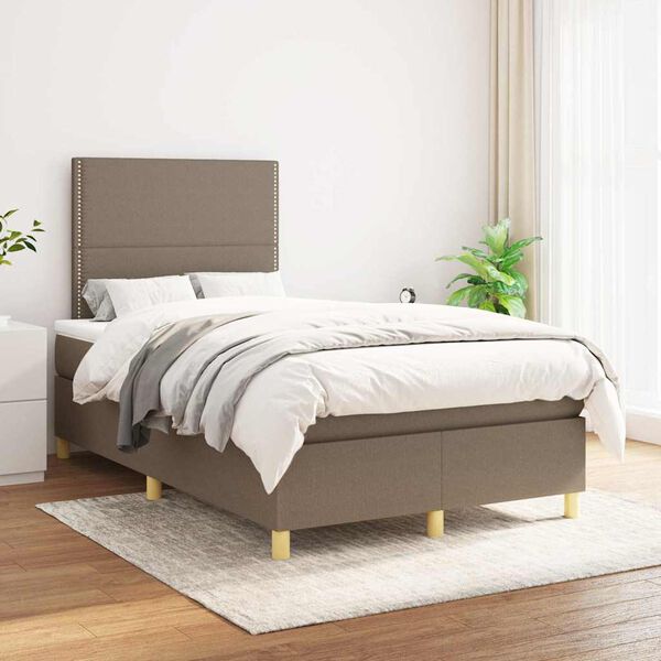 vidaXL Boxspringbett mit Matratze Taupe 120x190 cm Stoff