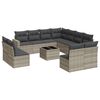 vidaXL 12-tlg. Garten-Sofagarnitur mit Kissen Hellgrau Poly Rattan