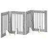 vidaXL Klappbares Hundetor mit St&auml;ndern 4 pcs Graues Sonoma 241 cm