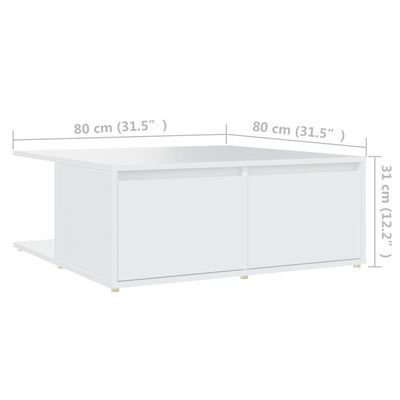 vidaXL Couchtisch Weiß 80x80x31 cm Holzwerkstoff