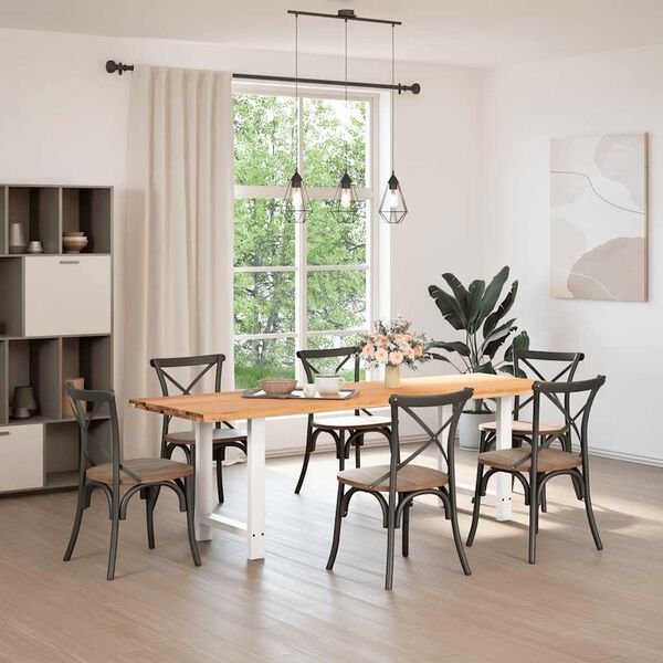 vidaXL Esstisch mit Baumkanten 240x80x74cm Massivholz Eiche Rechteckig