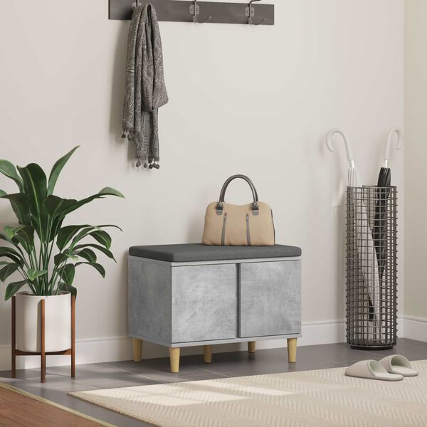 vidaXL Flurbank mit Kissen mit Speicher Beton Grau 60 x 38 x 46 cm