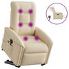 vidaXL Elektrischer Massagesessel mit Aufstehhilfe Creme Stoff