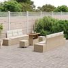 vidaXL Gartensofa-set mit Kissen mit Speicher 10 pcs Beige Poly Rattan