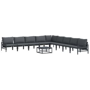 vidaXL Gartensofa-set mit Kissen 10 pcs Schwarz Stahl