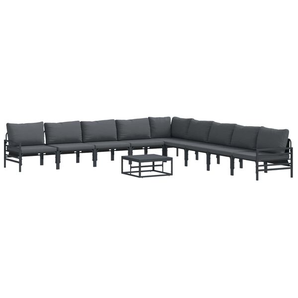 vidaXL Gartensofa-set mit Kissen 10 pcs Schwarz Stahl