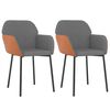 vidaXL Esszimmerst&uuml;hle 2 Stk. Hellgrau Stoff und Kunstleder
