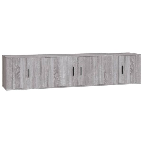 vidaXL 3-tlg. TV-Schrank-Set Grau Sonoma Holzwerkstoff