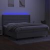 vidaXL Boxspringbett mit Matratze & LED Hellgrau 200x200 cm Stoff