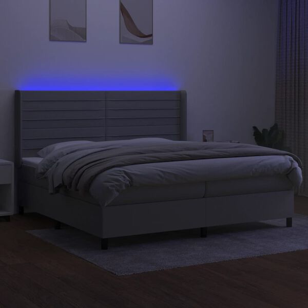 vidaXL Boxspringbett mit Matratze & LED Hellgrau 200x200 cm Stoff