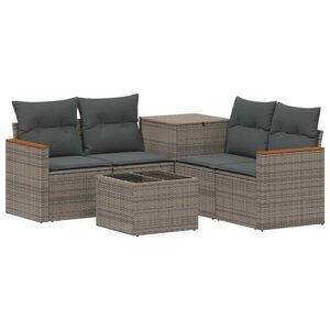 vidaXL Sofa Set 6 stk. Grau und Dunkelgrau Polyrattan und Stahl