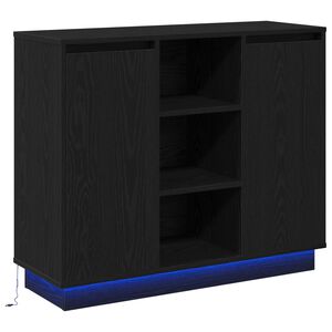 vidaXL LED-Sideboard Schwarz Eichen-Optik 90 x 32 x 75 cm