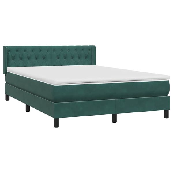 vidaXL Boxspringbett mit Matratze Dunkelgr&uuml;n 160x210 cm Samt