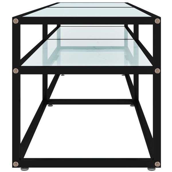 vidaXL TV-Schrank Weiß Marmor-Optik 160x40x40,5 cm Hartglas