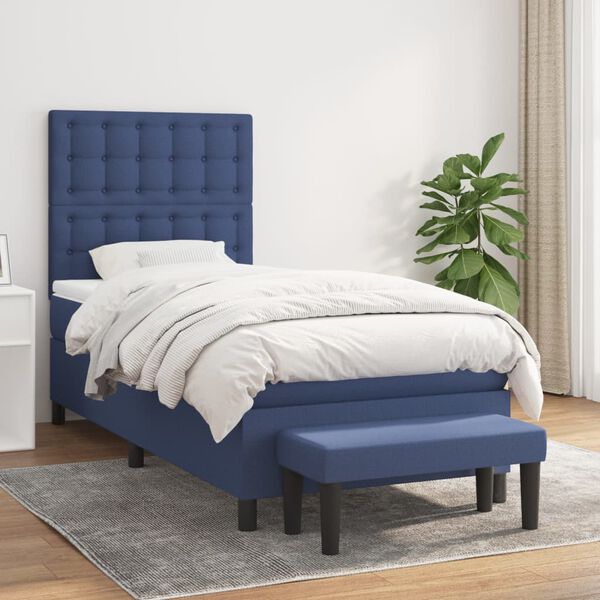 vidaXL Boxspringbett mit Matratze Blau 80x200 cm Stoff