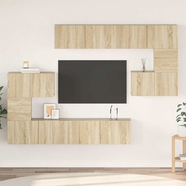 vidaXL 8-tlg. TV-Schrank-Set Sonoma-Eiche Holzwerkstoff
