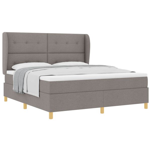 vidaXL Boxspringbett mit Matratze Dunkelgrau 90x190 cm Taupe Stoff