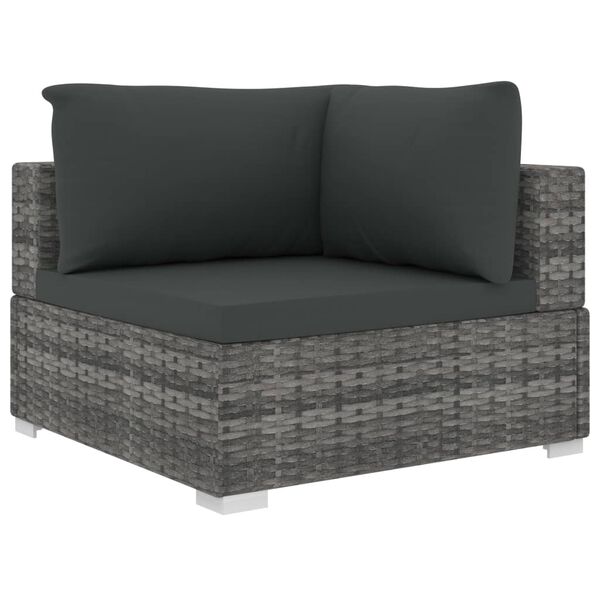 vidaXL 9-tlg. Garten-Lounge-Set mit Auflagen Poly Rattan Grau
