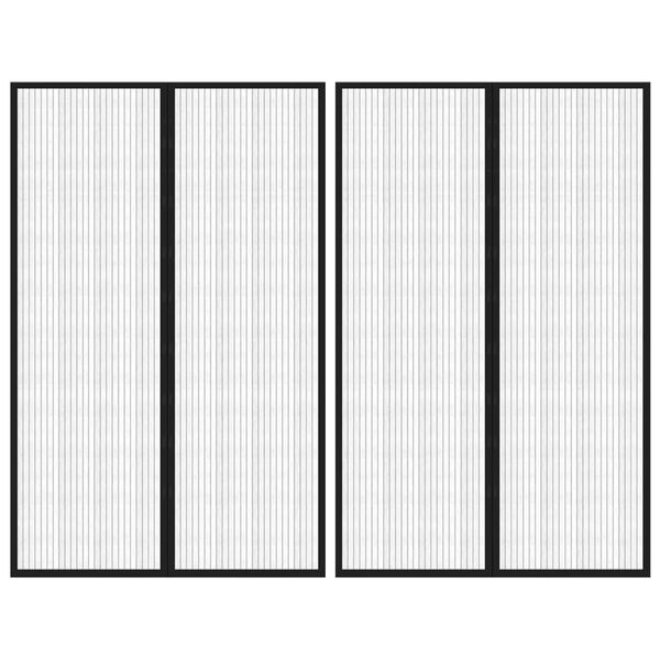 vidaXL Fliegengitter-Türvorhänge 2 Stk. Magnet Schwarz 220x130 cm