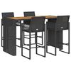 vidaXL 5-tlg. Gartenbar-Set ohne Kissen Schwarz Poly Rattan Akazie