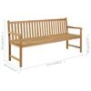 vidaXL Gartenbank mit Anthrazit Auflage 175 cm Massivholz Teak