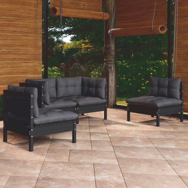 vidaXL 4-tlg. Garten-Lounge-Set mit Kissen Massivholz Kiefer