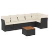 vidaXL 7-tlg. Garten-Sofagarnitur mit Kissen Schwarz Poly Rattan