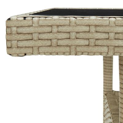 Produktbild von VidaXL Garten Esstisch – 80x80x75 Cm, Beiges PE-Rattan Mit Stahlrahmen, Tischplatte Aus Gehärtetem Glas, UV-beständig, Platz Für 4 Personen, Für Terrasse, Balkon & Garten