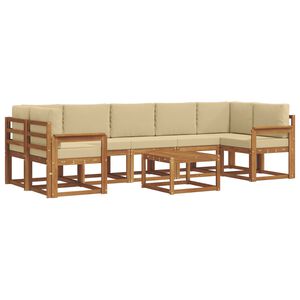 vidaXL Outdoor-Sofagarnitur mit Kissen 8 pcs Natur und Beige