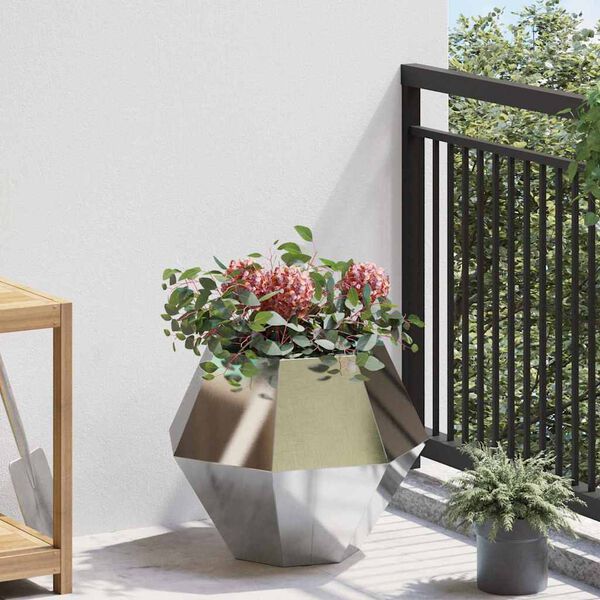 vidaXL Pflanzkübel Silber 50 x 50 x 40 cm Edelstahl
