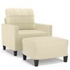 vidaXL Sessel mit Hocker Creme 60 cm Kunstleder