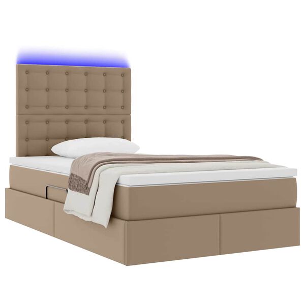 vidaXL Bett mit Stauraum und LED Cappuccino 120 x 190 cm Kunstleder