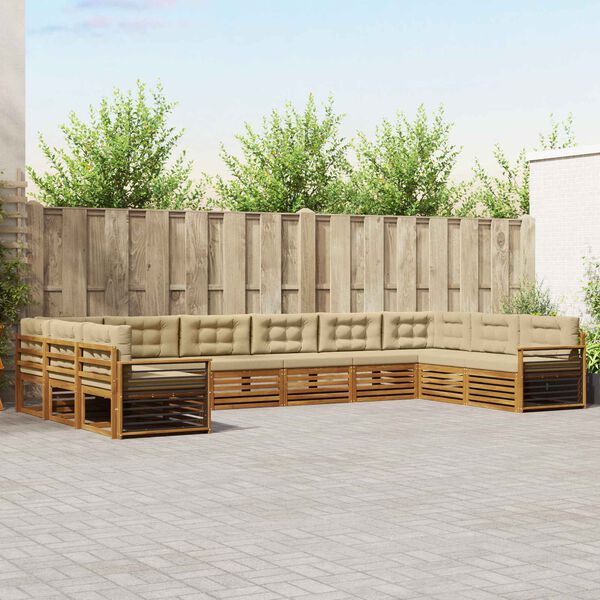 vidaXL Sofagarnituren 10 pcs Natur und Beige Massivholz Akazie