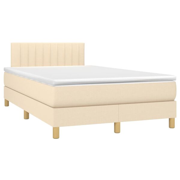 vidaXL Boxspringbett mit Matratze & LED Creme 120x200 cm Stoff